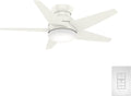 Casablanca 44 inch Indoor Ceiling Fan with LED Light - Low Profile Flush Mount, White Ceiling Fan for Bedroom, Living Room, or Kitchen, Wall Control, 5 Blades - Isotope 59350, Fresh White