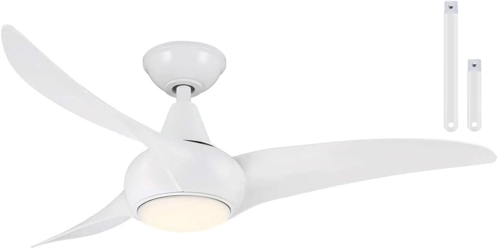 Minka-Aire F845-WH Light Wave 44' Low Profile Ceiling Fan with LED Light in White Finish with Remote Control and Included 3.5' Downrod