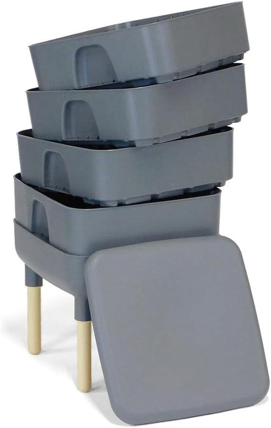 FCMP Outdoor - The Essential Living Composter, 4-Tray Worm Vermicomposter Bin, Grey