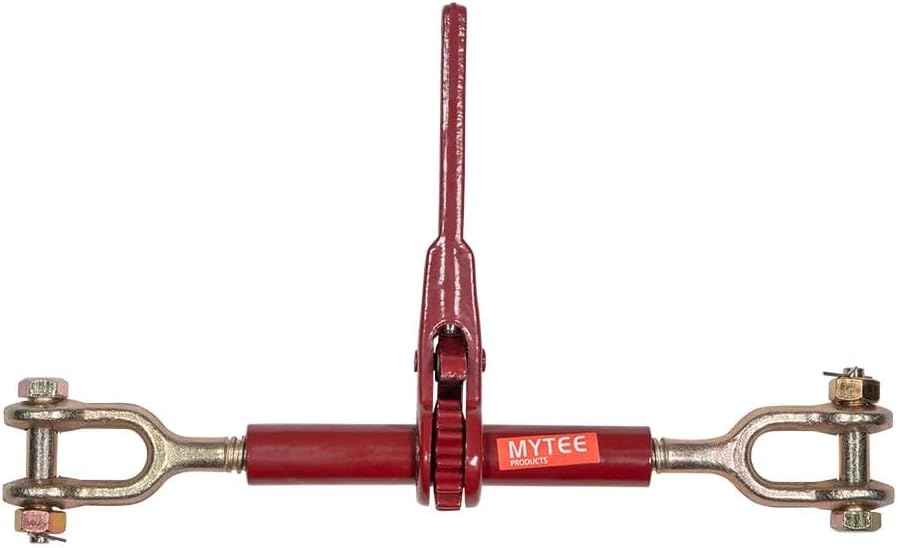 Mytee Products 4 Pack 5/16' - 1/4' Jaw Jaw Chain Load Binder 6' Barrel, 3,500 lbs WLL Ratcheting Tie Down Chain Binder for Transportation, Construction, and Heavy Duty Applications