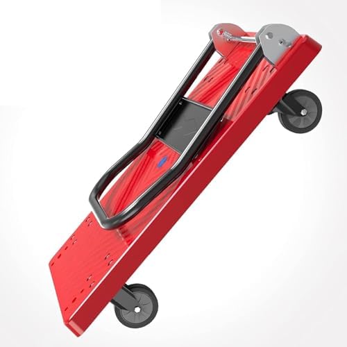 Heavy Duty Foldable Hand Truck - 4-Wheel Portable Trolley for Luggage, Parcels & Moving - Durable Plastic Platform Ideal for Delivery Services & Transport Solutions