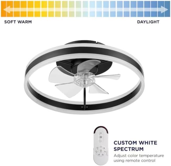 Harbr Breeze Edenmore 20-in Color-Changing Integrated LED Flush Mount Matte Black with Clear Blades Fandelier Ceiling Fan with Light - Remote Included (5 -Blade)