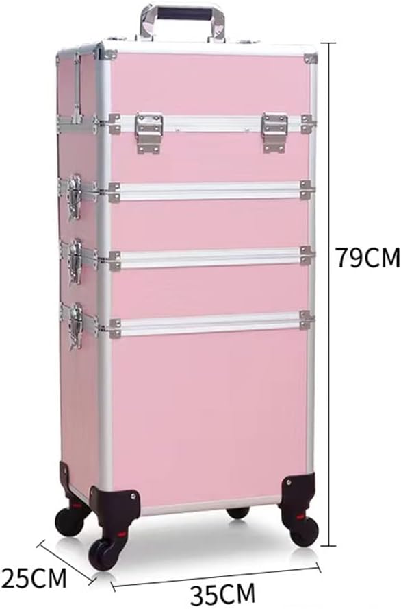 Women's Trolley Cosmetic Bag With Wheels Nail Makeup Tool Box Detachable Foldable Beauty Suitcase Travel