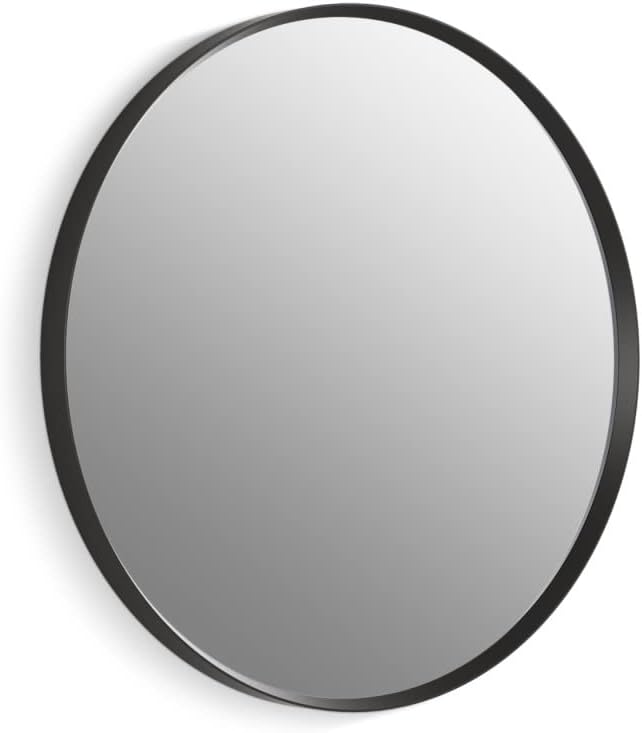 Kohler Essential 22 in. W x 22 in. H Round Framed Wall Mount Bathroom Vanity Mirror in Matte Black