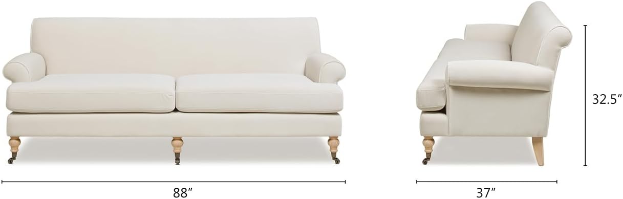 Jennifer Taylor Home Bliss Lawson Two-Cushion Tightback Sofa, French Beige Performance Velvet