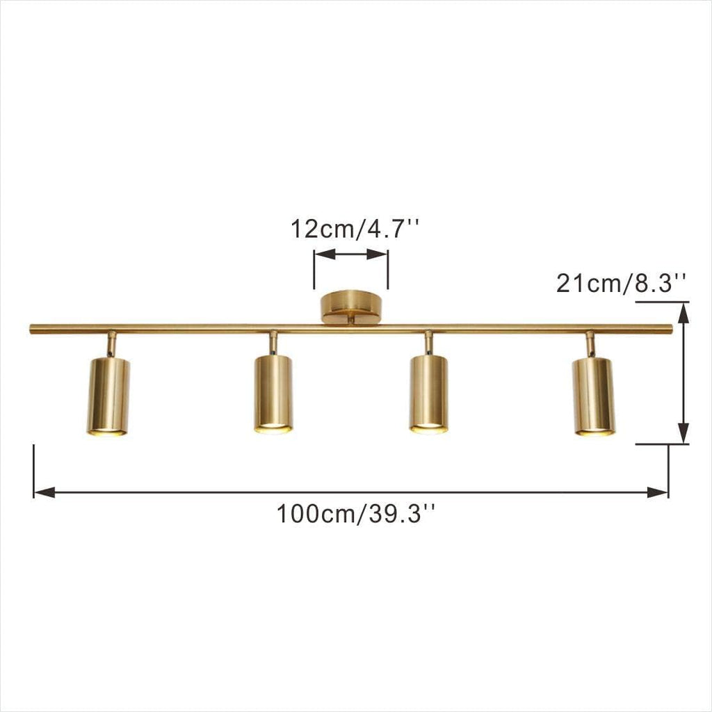 KCO Lighting 4-Light Flush Mount Track Lighting Fixtures Modern Kitchen Track Lights Brass Gold Ceiling Light Spotlight Mid Century Bar Spot Lights Indoor