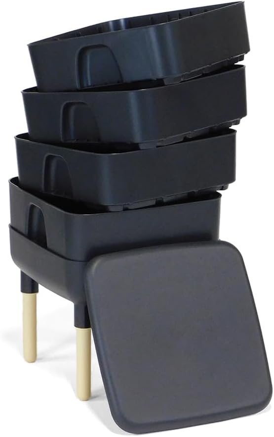 FCMP Outdoor - The Essential Living Composter, 4-Tray Worm Vermicomposter Bin, Black