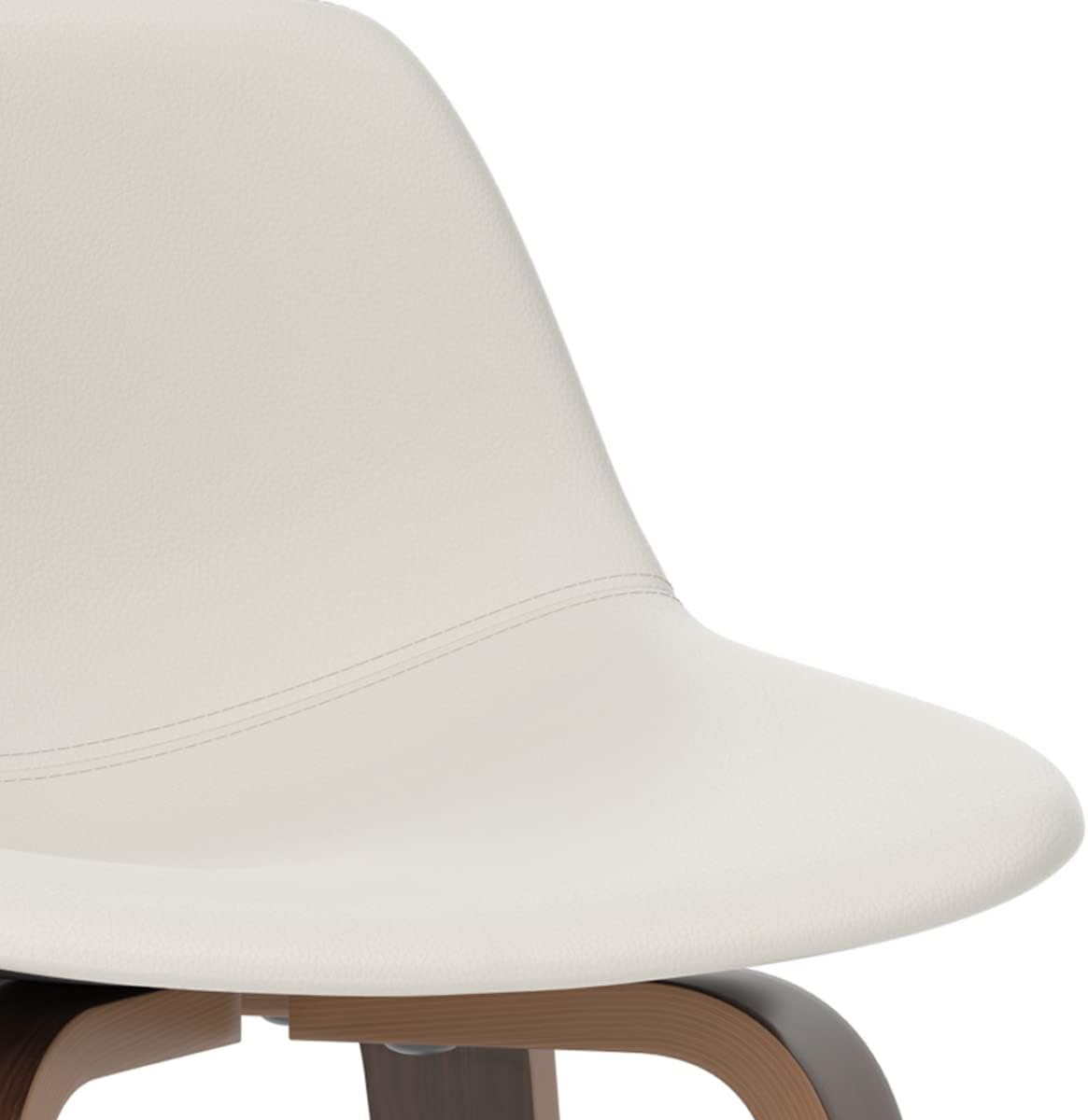 SIMPLIHOME Randolph Counter Stools (Set of 2) - 28 Inch Seat Height Upholstered Bentwood Bar Stools in Cream PU Faux Leather, Mid Century Modern Seating with Curved Backrest and Chrome Footrest