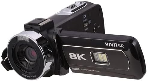 Vivitar 4K & 8K Video Camera Camcorder – Ultra HD with Flip Screen, Microphone, Remote, Zoom, for YouTube, Vlogging, Content Creation & Filmmaking (Black) (8K Black)