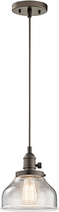 KICHLER Avery 8.5' 1 Light Bell Mini Pendant with Clear Seeded Glass Olde Bronze®