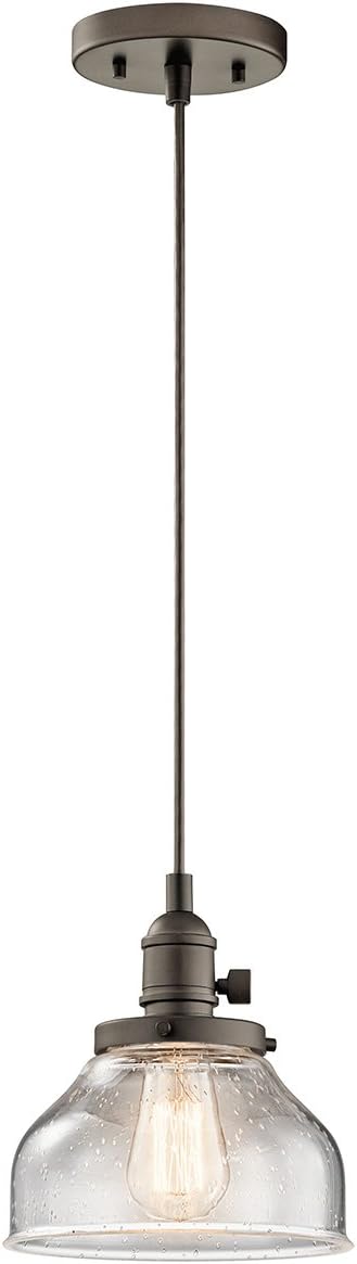 KICHLER Avery 8.5' 1 Light Bell Mini Pendant with Clear Seeded Glass Olde Bronze®