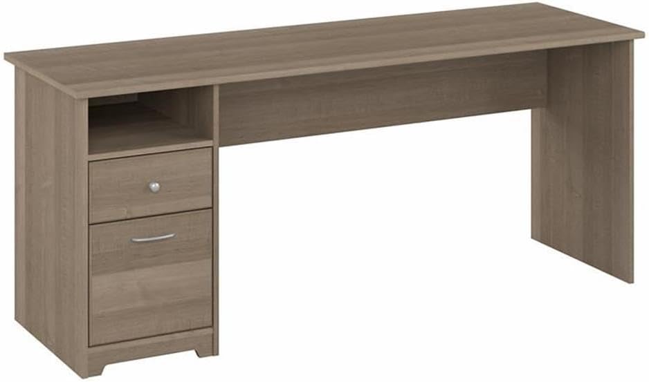 Bush Furniture Cabot 72W Computer Desk with Drawers in Ash Gray, Large Work Table and Built-in Storage for Home Office, 6 Foot Long Desktop