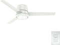 Casablanca 54 inch Indoor Ceiling Fan with LED Light - Low Profile Flush Mount, White Ceiling Fan for Bedroom, Living Room, or Kitchen, Wall Control, 3 Blades - Commodus 59571, Fresh White