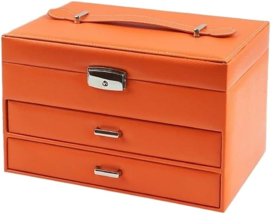 Jewelry Boxes for Women Three Layer PU Leather Jewelry Box Jewelry Storage Box Jewelry Suitcase Drawer Type Jewelry Packaging Box Jewelry Organizer for Bedroom Bathroom Cloakroom Vanity