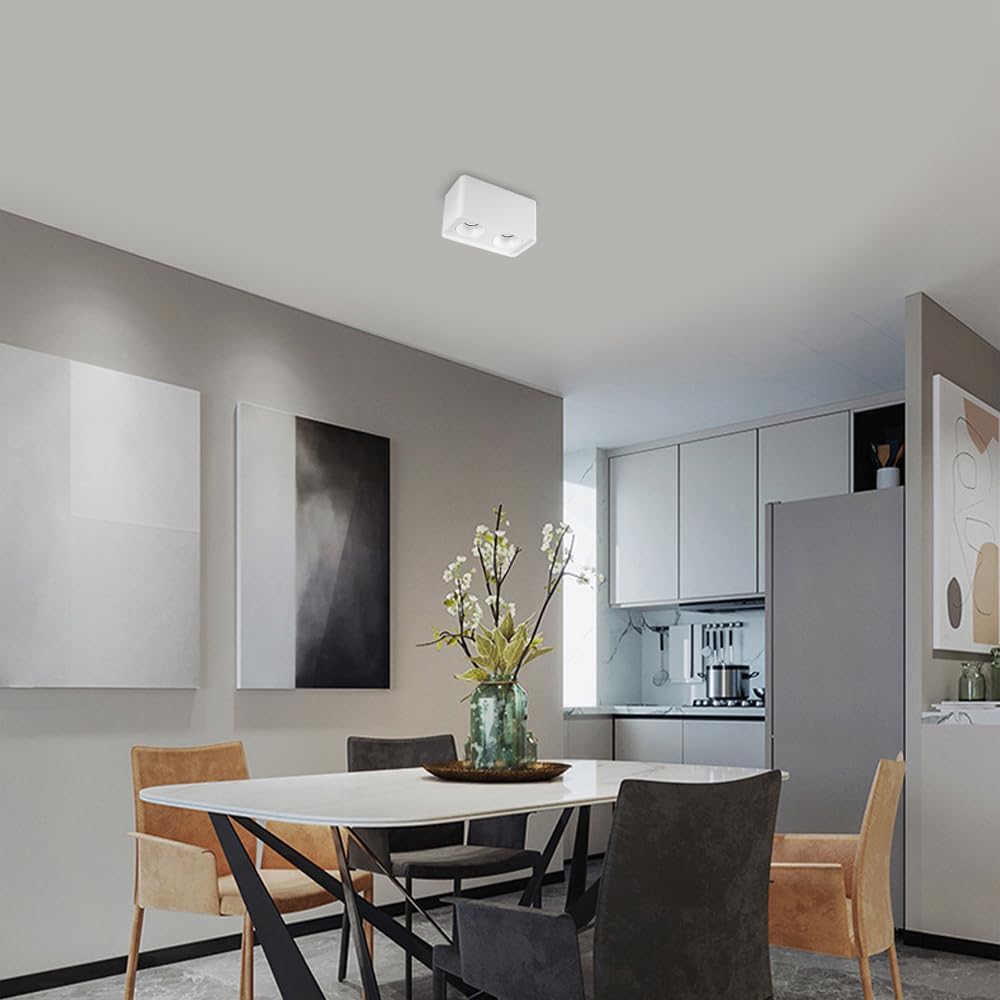 Led Spotlight 2-Way Square Flush Mount Lamp White Directio l Downlight Accent Spotlights Indoor for Kitchen Bedroom Living Room Hallway