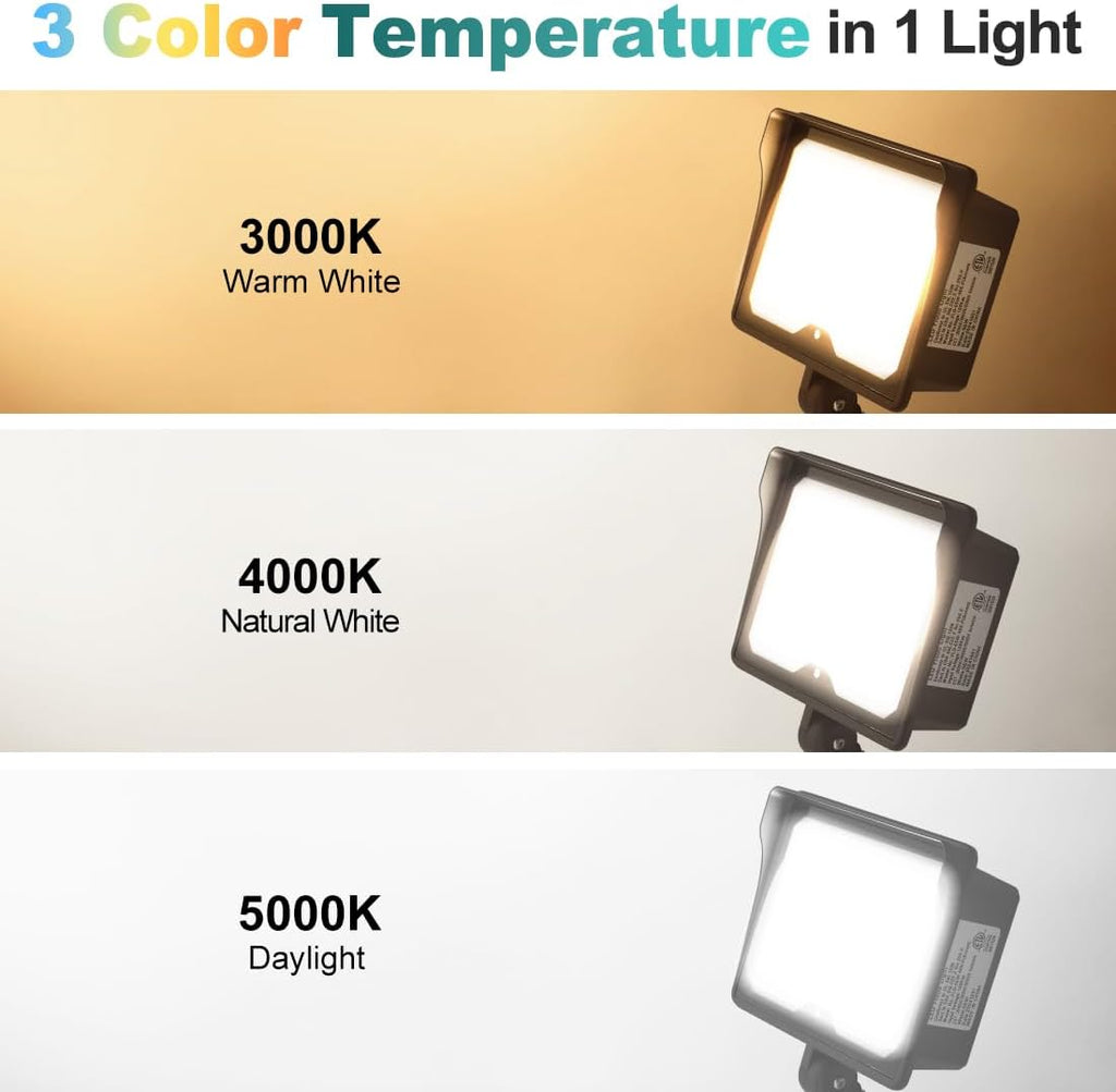 kadision 55W LED Flood Light with Dusk-to-Dawn Photocell, 3000K/4000K/5000K Selectable, 120V 6600lm IP65 Waterproof Knuckle Mount Outdoor Security Lights, ETL Listed, 4-Pack