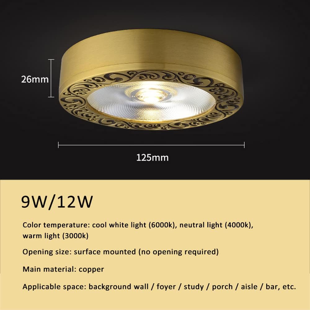 Set of 8 Adjustable Brushed Brass COB Ceiling Spotlights - Indoor Art Lighting (3W/7W/9W/12W) with Anti-Glare Trim and 3000K-6000K Color Temperature Options(12W,White Light)