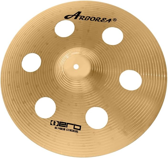 Arborea Cymbal Pack for Drum 8 pcs Super Polishing Cymbals Set Brilliant Gold Hero Series Include 14'Hihats 16'Crash 18'Crash 20'Ride Bonus 10' Splash 16'Ozone Stacker 18' China Cymbal Free Cymbal Bag