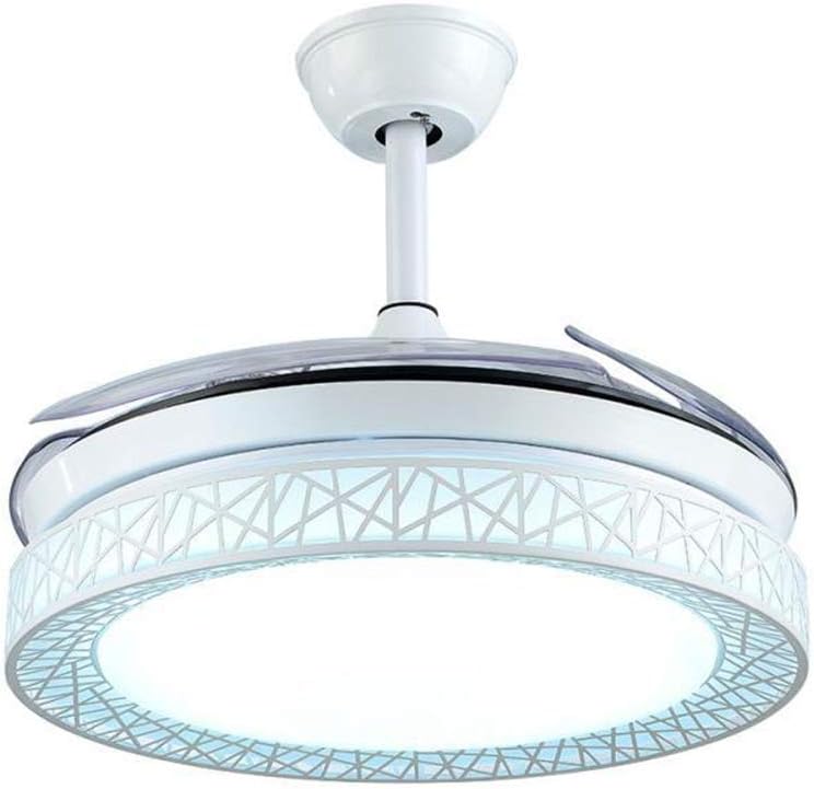 Fandian 42 Inch Modern Ceiling Fans with Light Retractable Blades LED Ceiling Fan 3 Color Change Lighting Chandelier with Remote Control (White)