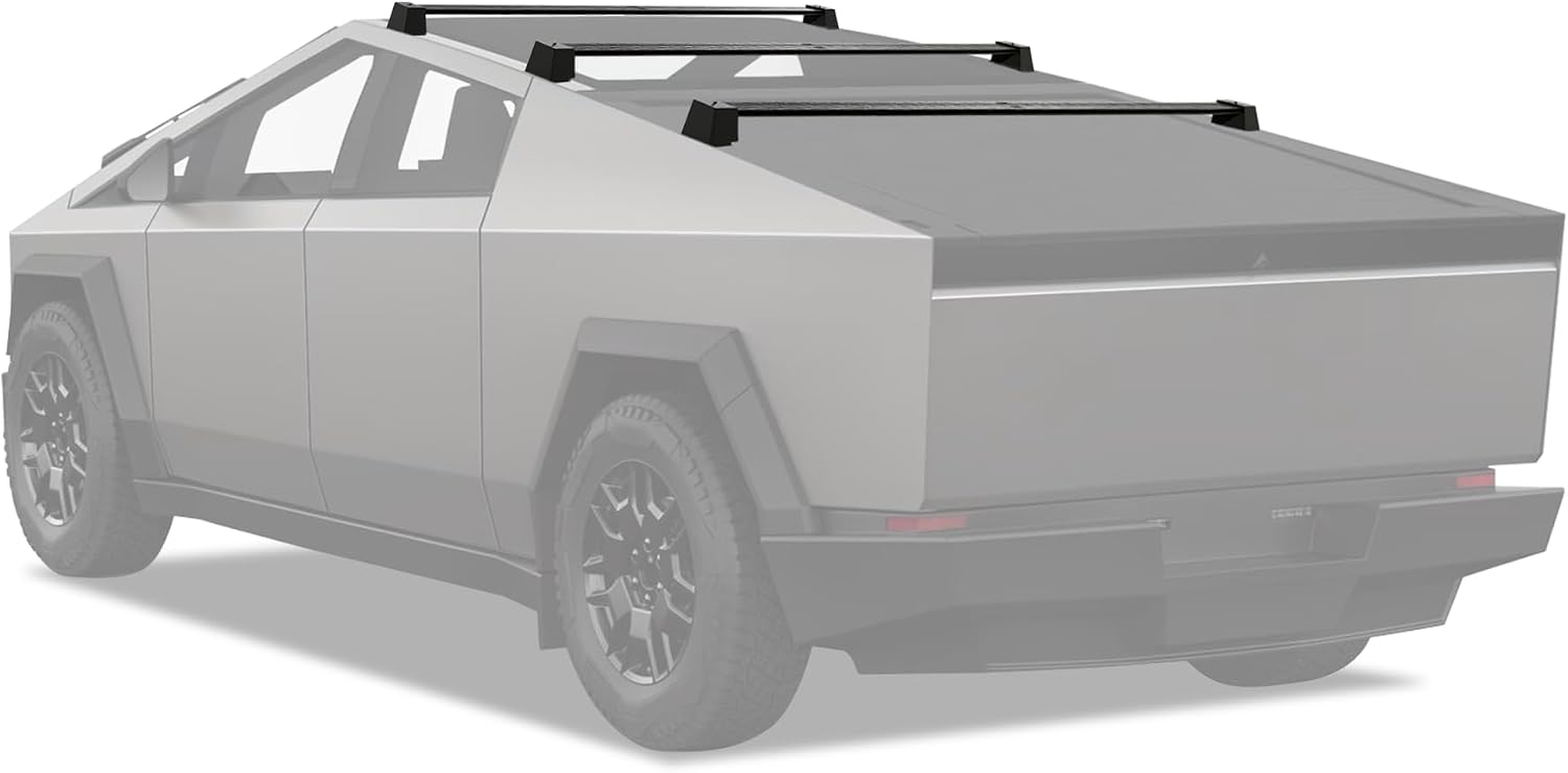 Super Heavy-Duty Roof Rack Crossbars Upgration for Tesla Cybertruck Specific fit Factory Mouting Points Aluminum Body Loading Weight at 550lbs MAX (Sold as 3pcs)
