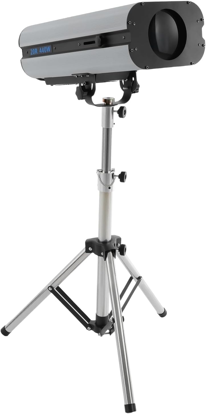 Professional 440W Beam Spotlight with Tripod, DMX & Manual Control, Adjustable 4-5ft Stand for Stage, Club, Concert, Wedding & Party Lighting