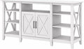 Bush Home Key West Tall TV Stand for 65 Inch TV in Pure White Oak, Farmhouse Entertainment Center with Storage
