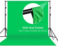 Andoer 6.6 x 10ft Green Screen Stand Kit Washable Polyester-Cotton Fabric Chromakey Photography Backdrop with 3pcs Clamps