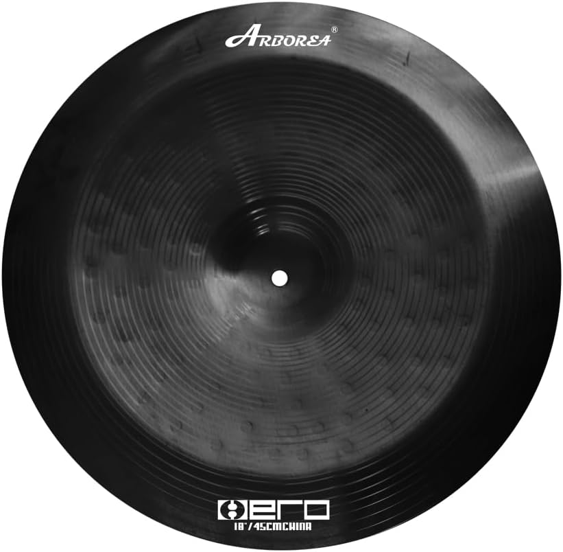 Arborea Cymbal Pack for Drum 7 pcs Black Hero Series Include 14'Hihats 16'Crash 20'Ride Bonus 10' Splash 16'Ozone Stacker 18' China Cymbal Free Cymbal Bag
