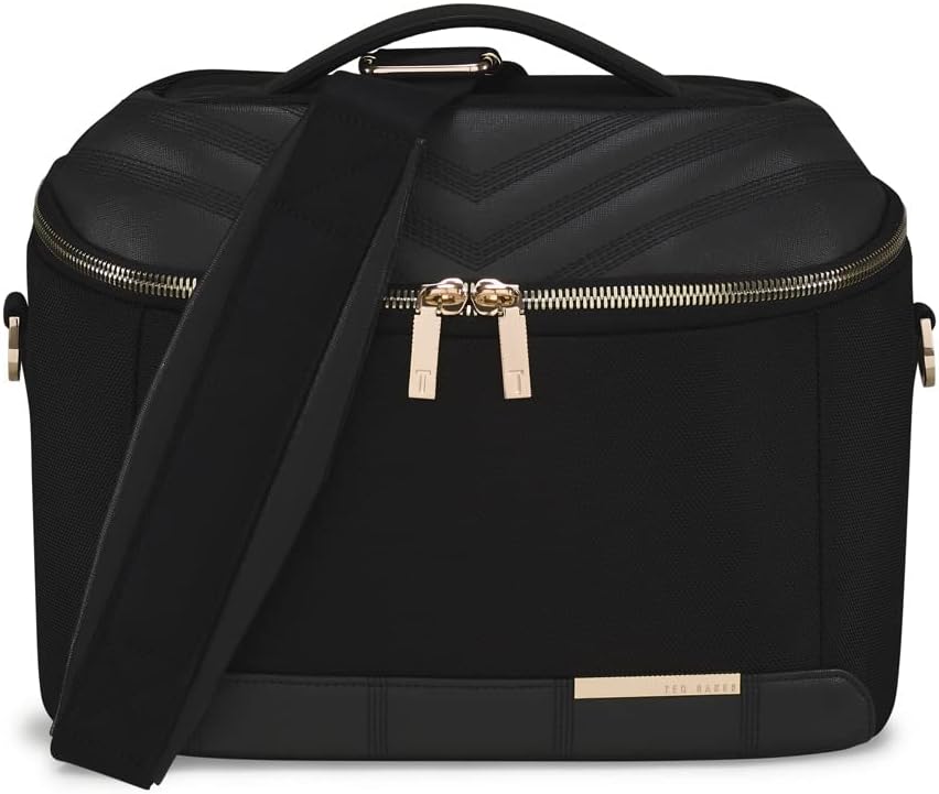 Ted Baker Albany Eco Softside Lightweight Fashion Spinner Luggage Suitcase (Vanity Case, Black)