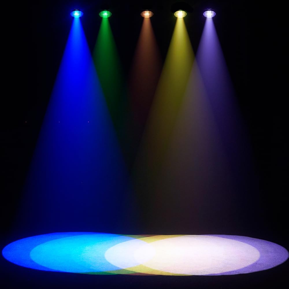 SHEHDS LEKO Profile Stage Spotlights LED Zoom 350W RGBW, Zoom Range of 19°–46°, 3,000 to 14,000K Par Ellipsoidal Lights Manual Focus Four-Leaf Manual Cut Light Barrier DMX512 Disco DJ Lights for Show