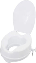 Raised Toilet Seat with Lid 300 Lbs Heavy Duty Elevated Toilet Seat with Tightening Clamps Raised Toilet Seats for Most Elongated Toilets (White, 6 Inches)