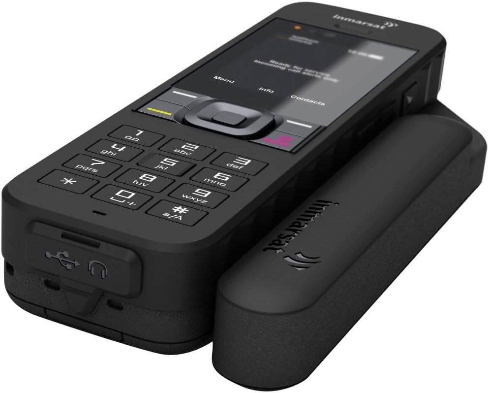 BlueCosmo Inmarsat IsatPhone 2.1 Satellite Phone Kit & 250 Unit Prepaid SIM (180 Days) - Global Coverage - Voice, SMS, GPS Tracking, Emergency SOS