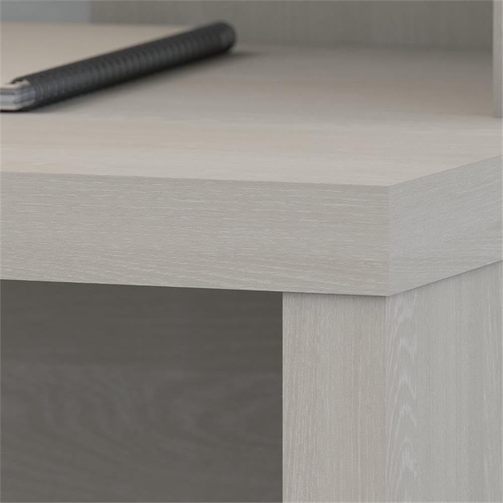 Bush Business Furniture Echo L Shaped Bow Front Office Desk in Gray Sand, Modern Computer Table for Home or Professional Workspace
