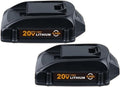 20V Replacement Lithium-Ion Battery Compatible with Worx WA3520 WA3525 WA3575 WG151s WG155s Cordless Power Angle Grinder Reciprocating Saw Tool Packs(2pcs 4.0Ah)