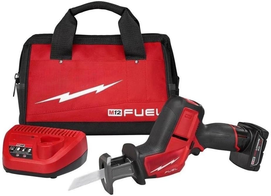 2520-21XC Power Cordless Reciprocating Saw for Milwaukee M12 12V FUEL Brushless Reciprocating Saw Kit - Red/Black