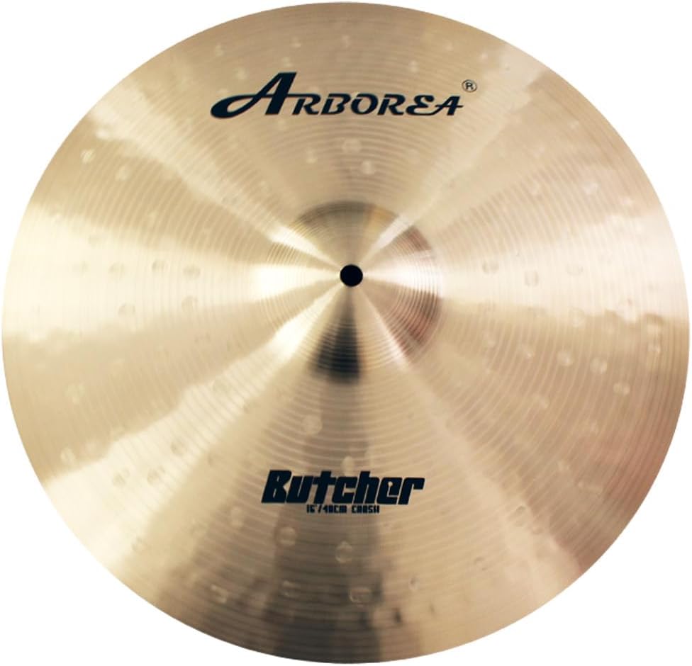 Arborea B20 Bronze Alloy Cymbal Set Butcher Series 5pcs 14'Hihats 16'Crash 18' Crash 20' Ride, Handcrafted for Professional Drummers, Rich Tone & Durable Performance