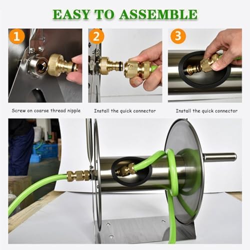 Stainless Steel Garden Hose Reel Cart with Cover, Wall-Mounted Hose Organizer for Car Washing & Gardening, Essential Outdoor Watering Equipment (Silver, DN15*4)
