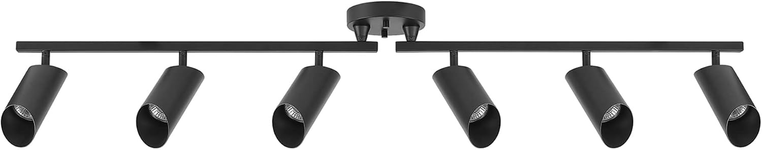 Globe Electric Foldable 6-Light Track Ceiling Light, Matte Black, Pivot Shades, GU10 Sockets