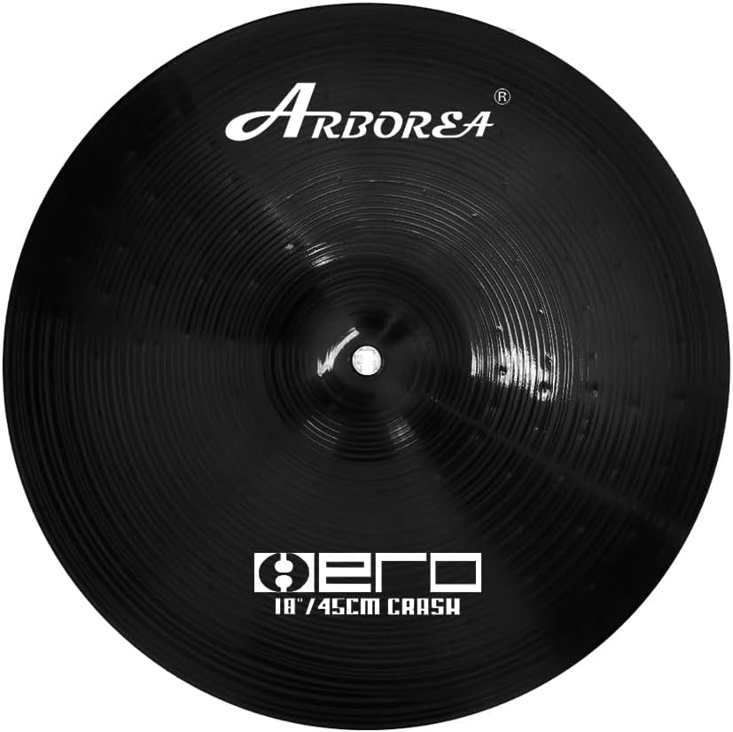 Arborea Cymbal Pack for Drum 7 pcs Black Hero Series Include 14'Hihats 16'Crash 20'Ride Bonus 10' Splash 16'Ozone Stacker 18' China Cymbal Free Cymbal Bag