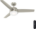 Hunter 48 inch Indoor Ceiling Fan with LED Light and Remote Control - Standard Mount Ceiling Fan, 3 Blades, For Bedroom, Living Room, or Kitchen, Quiet - Midtown 54212, Matte Nickel