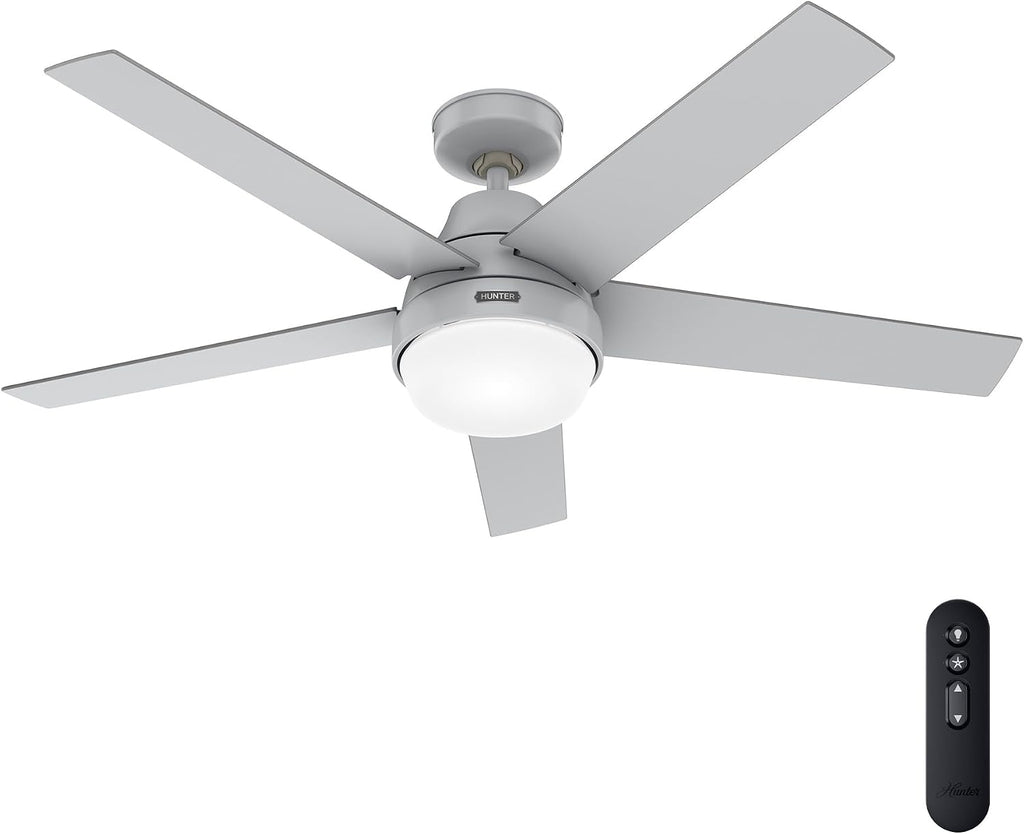 Hunter Fan 52 inch Indoor Ceiling Fan with Lights and Remote, Grey Ceiling Fan with 5 Blades for Bedroom, Living Room, Office, Kitchen (Renewed)
