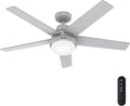 Hunter Fan 52 inch Indoor Ceiling Fan with Lights and Remote, Grey Ceiling Fan with 5 Blades for Bedroom, Living Room, Office, Kitchen (Renewed)