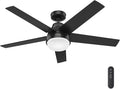 Hunter Fan 52 inch Contemporary Matte Black Indoor Ceiling Fan with Light Kit and Remote Control (Renewed)