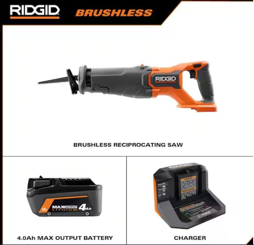 18V BRUSHLESS Cordless RECIPROCATING Saw KIT with 1 4.0 AH Battery and Charger
