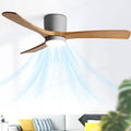 36in Nordic Indoor Ceiling Fan Light 12W LED Dimmable Fan Lights Living Room Dining Room Ceiling Lighs Fan Lighting 6 Gear Wind Speed Ceiling Fan With Light Wooden Fan Blades