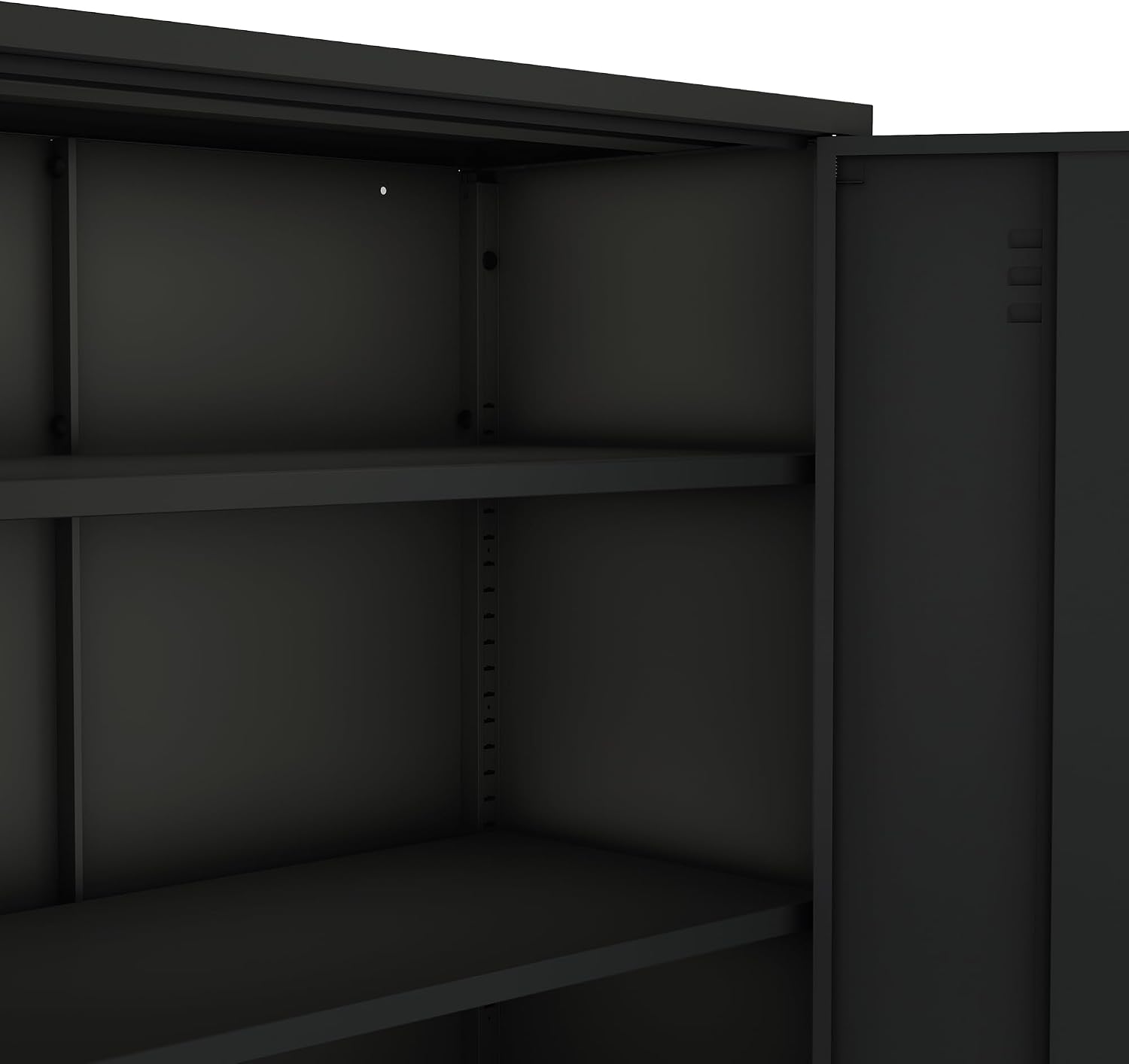 Manhattan Comfort Naomi Modern Metal Accent Cabinet, Minimalist Storage Cabinet with Doors & Adjustable Shelves, Vented Doors, Sturdy Steel Build, Versatile & Multi-Purpose Home Furniture, Black