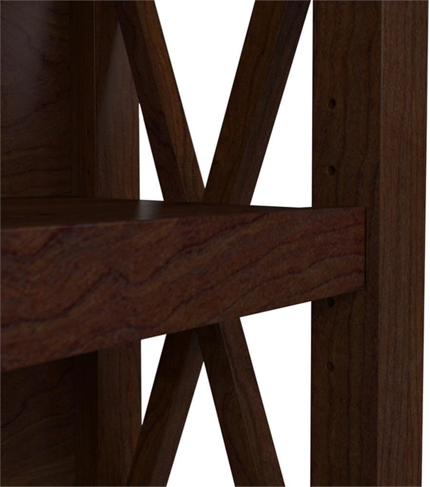 Bush Home Key West 5 Shelf Bookcase - Set of 2 | Tall Bookshelves in Bing Cherry | Sturdy Display Shelves for Library, Living Room, and Home Office