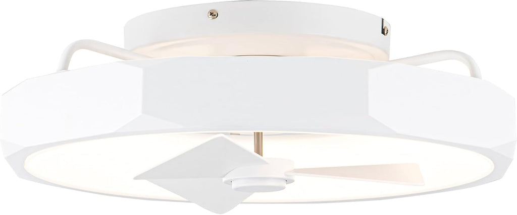 Parrot Uncle Low Profile Ceiling Fans with Lights and Remote, 20 Inch Bladeless Ceiling Fan for Bedroom Flush Mounted, Dimmable Light, Reversible DC Motor, Timer (White)