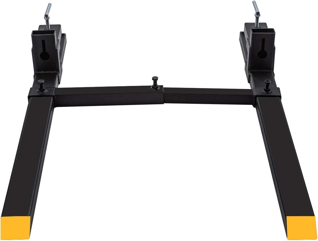 Heavy Duty Clamp on Pallet Forks w/Adjustable Stabilizer Bar -60' 4000lbs Max- Pallet Forks Clamp On for Tractor Bucket (60inch Total Length）