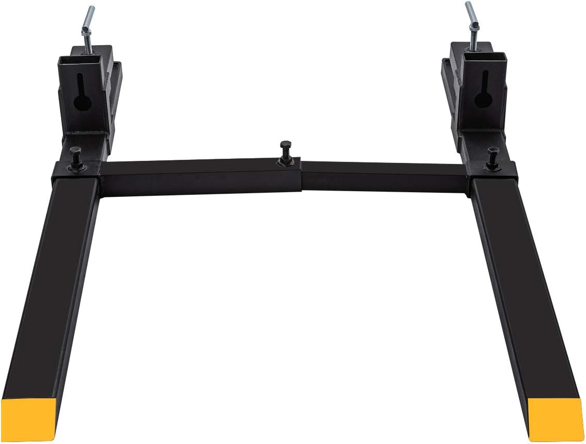 Heavy Duty Clamp on Pallet Forks w/Adjustable Stabilizer Bar -60' 4000lbs Max- Pallet Forks Clamp On for Tractor Bucket (60inch Total Length）